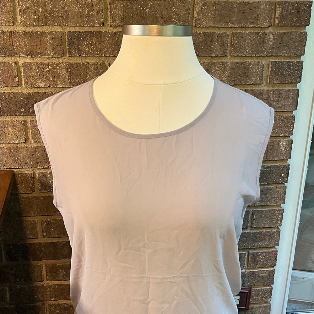 ORTTU Women's Light Gray Sleeveless Blouse Tank Top Sheer Medium